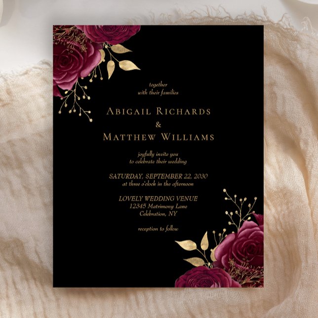 Budget Burgundy Gold Floral Black Wedding (Creator Uploaded)