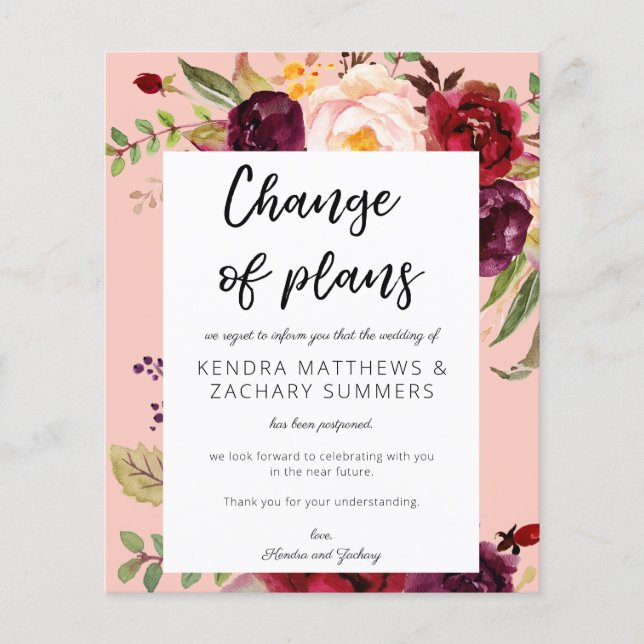 Budget Burgundy Marasala PNK Change of Plans Flyer (Front)