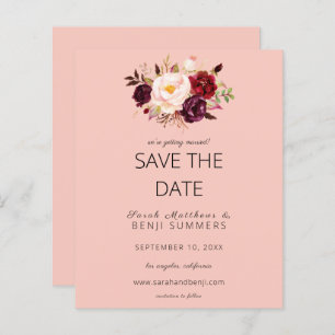 Budget Burgundy Marsa Floral Save the Date-Pink 2