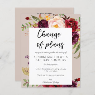 Budget Burgundy Marsala Floral TP Change of Plans