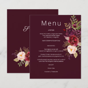Budget Burgundy Marsala & Pink Floral Menu- Burg 1