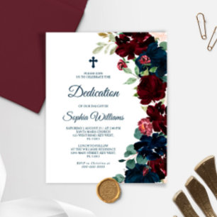 Budget Burgundy & Navy Blue Dedication Invitation