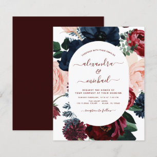 Budget Burgundy Navy Blue Floral Wedding