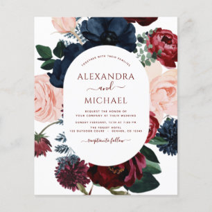 Budget Burgundy Navy Blue Photo Floral Wedding