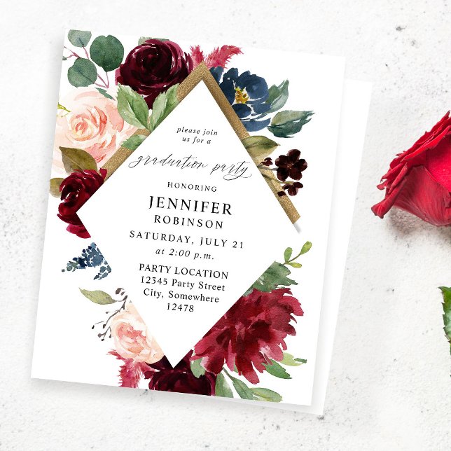 Budget Burgundy Navy & Blush Pink Graduation Party (Creator Uploaded)