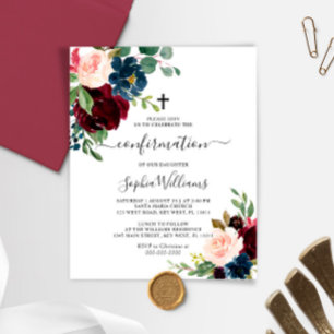 Budget Burgundy & Navy Confirmation Invitation