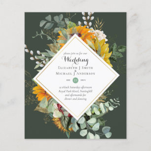 BUDGET Burgundy Navy Floral Wedding Invitations Flyer