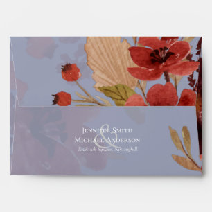 Budget Burgundy Orange Fall Floral Wedding Envelope