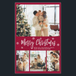 Budget Burgundy Photo Collage Christmas Thin Card<br><div class="desc">Budget Modern, Elegant, Burgundy and White 4 Photo Collage Merry Christmas Script Holiday Thin Card. This festive, minimalist, whimsical four (4) photo holiday template features a pretty photo collage, some snowflake and says Merry Christmas! The „Merry Christmas” greeting text is written in a beautiful white hand lettered typography font type...</div>