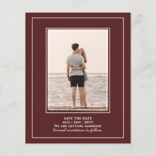 BUDGET Burgundy PHOTO Wedding Save Dates Flyer