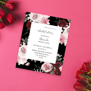 Budget Burgundy & Pink 6 Floral Bridal Shower B Flyer