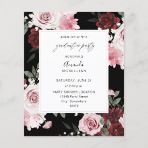 Budget Burgundy & Pink 6 Floral Graduation Party B Flyer