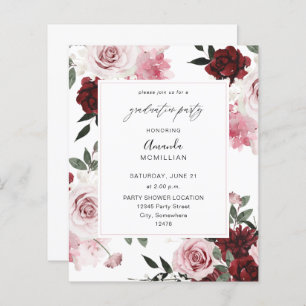 Budget Burgundy & Pink Floral 6 Graduation Party