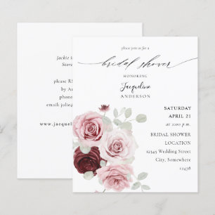 Budget Burgundy & Pink Floral Ele Bridal Shower