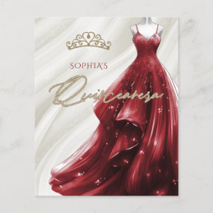 Budget Burgundy Red Dress Quinceañera Invitation