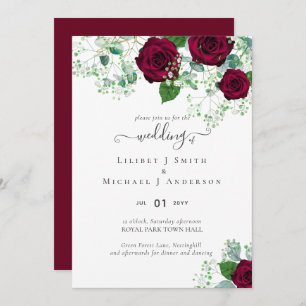 BUDGET Burgundy Red Roses Gypsophila WEDDING