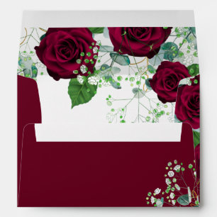 BUDGET Burgundy Red Roses Gypsophila WEDDING Envelope