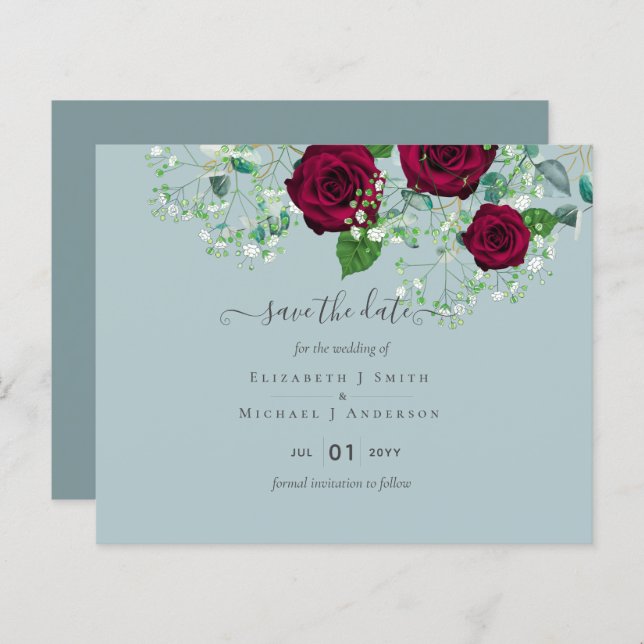BUDGET  Burgundy Rose Eucalyptus Wedding (Front/Back)