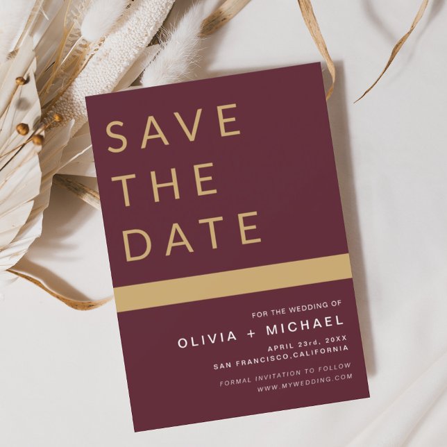  Budget Burgundy Save the Date Elegant Gold Flyer (Creator Uploaded)