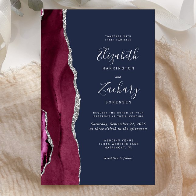 Budget Burgundy Silver Agate Navy Blue Wedding (Creator Uploaded)
