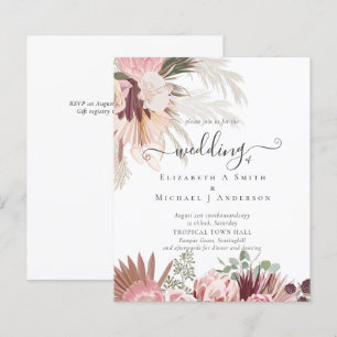 BUDGET Burgundy Wine Pampas Grass Tropical Wedding