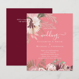 BUDGET Burgundy Wine Pampas Grass Tropical Wedding
