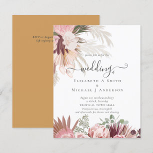BUDGET Burgundy Wine Pampas Grass Tropical Wedding
