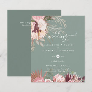 BUDGET Burgundy Wine Pampas Grass Tropical Wedding