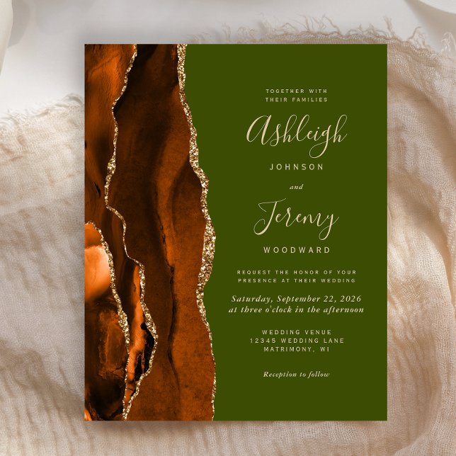 Budget Burnt Orange Agate Olive Green Wedding (Creator Uploaded)