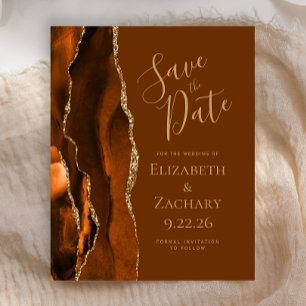 Budget Burnt Orange Gold Agate Brown Save the Date