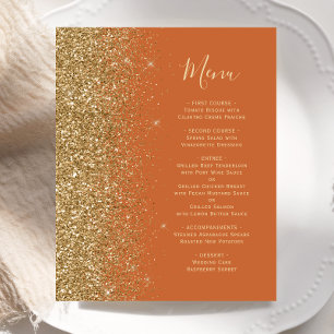 Budget Burnt Orange Gold Glitter Wedding Menu