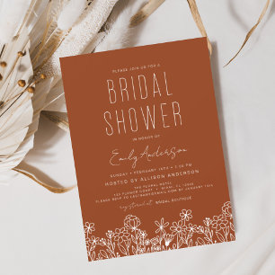 Budget Burnt Orange Wildflower Bridal Shower 
