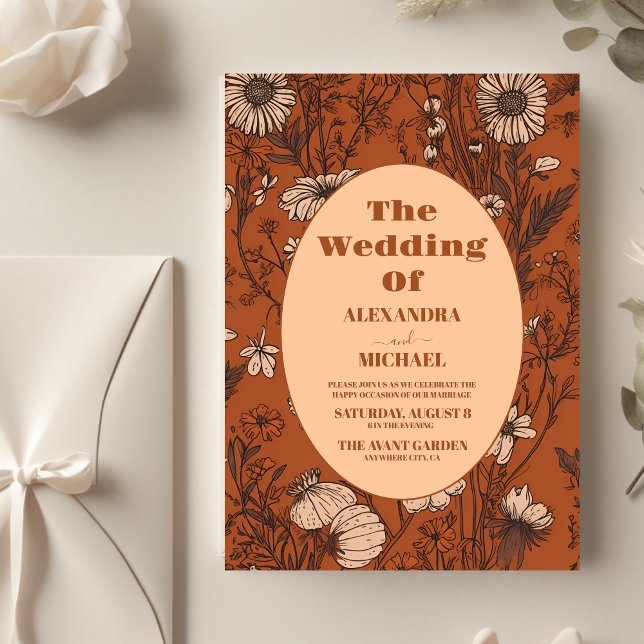 Budget Burnt Orange Wildflowers Wedding Flyer (Creator Uploaded)