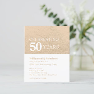 Budget Business Anniversary Gold White Invitations