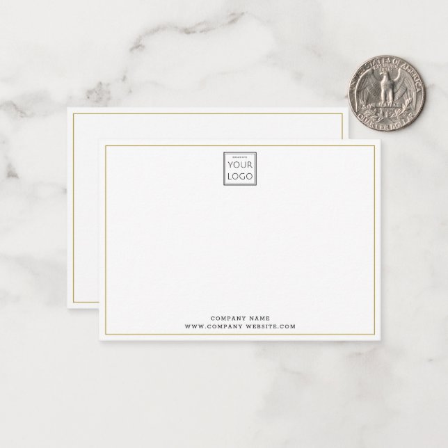 Budget Business Logo Company Name Gold Border Card (Front/Back In Situ)