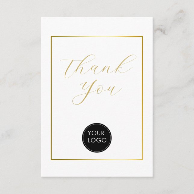 Budget Business Logo Script Thank You White Enclosure Card (Front)