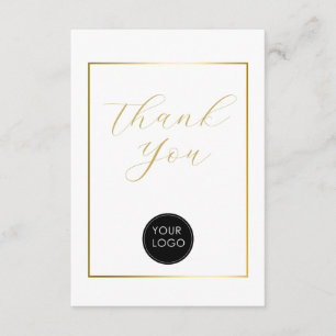 Budget Business Logo Script Thank You White Enclosure Card