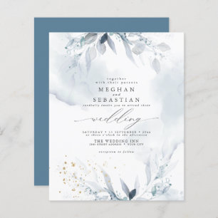 Budget But Beautiful Dusty Blue Watercolor QR RSVP