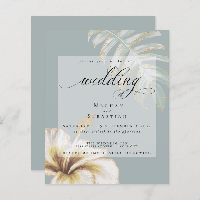 Budget But Beautiful Wedding Gold Yellow Hibiscus (Front/Back)