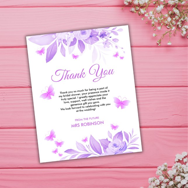 Budget Butterfly Bridal Shower Thank You Card (Budget Butterfly Bridal Shower Thank You Card )