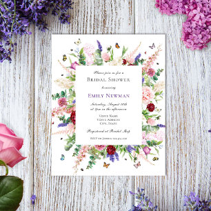 Budget Butterfly & Floral Bridal Shower Invitation