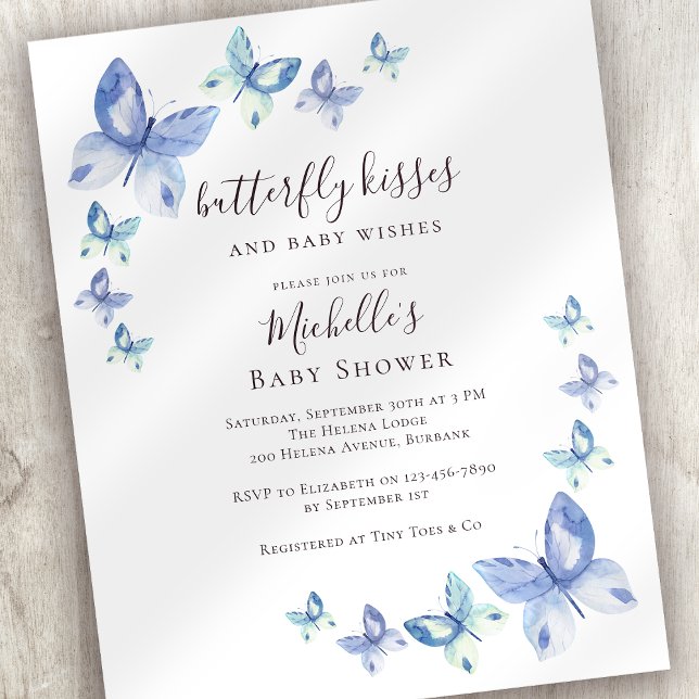 Budget Butterfly Kisses Baby Shower Invitation (Creator Uploaded)