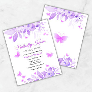Budget Butterfly Kisses Baby Shower Invitation