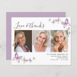 Budget Butterfly Photo Funeral Thank You Card