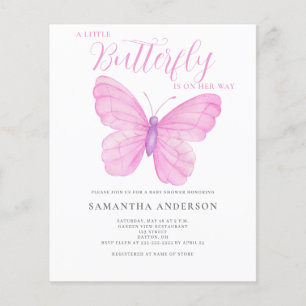 Budget Butterfly Pink Baby Shower Invitation Flyer