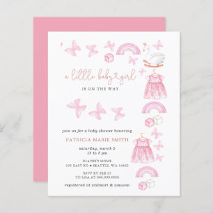 Budget Butterfly Pink Girl Baby Shower Invite