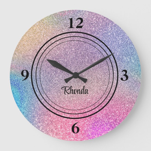 Budget Buy, Glam Sparkly 10.75-inch Glitter Print Large Clock (Front)
