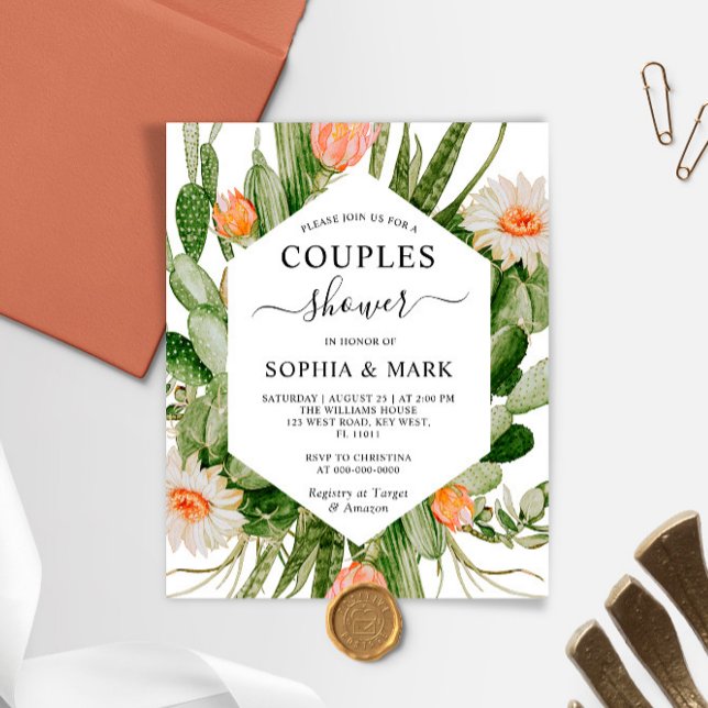 Budget Cactus Flowers Couples Shower Invitation (Creator Uploaded)
