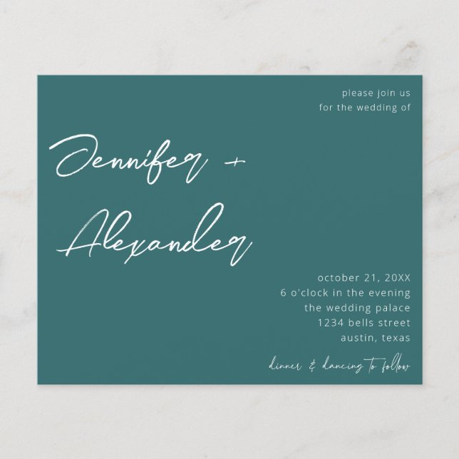 Budget Cactus Green Calligraphy Photo Wedding Flyer (Front)