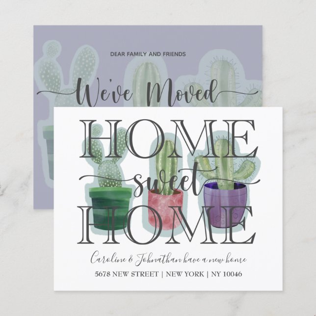Budget Cactus Watercolor New Home Announcement (Front/Back)